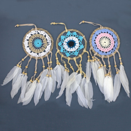 6x Pastel Blue Macramé Dream Catcher 12cm (asst colours)