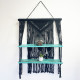 Black Macrame Hanging Shelves - Turquoise