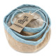 Set of 3 Natural Jute Baskets - Teal