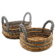 Banana Leaf &amp; Abu-abu Raffia Basket- Set of 2