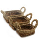 Banana Leaf &amp; Seagrass Square Basket- Set of 3