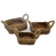 Banana Leaf &amp; Seagrass Square Basket- Set of 3