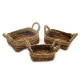 Banana Leaf &amp; Seagrass Square Basket- Set of 3