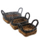 Banana Leaf &amp; Hitam Raffia Square Basket- Set of 3