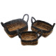 Banana Leaf &amp; Hitam Raffia Square Basket- Set of 3