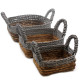 Banana Leaf &amp; Abu-Abu Raffia Square Basket- Set of 3