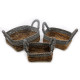 Banana Leaf &amp; Abu-Abu Raffia Square Basket- Set of 3