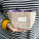 Natural Jute Cotton Gift Bag - Lavender Lining - Medium