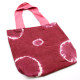 Natural Tye-Dye Cotton Bag (8oz) - 38x42x12cm - Maroon Rings - Pink Handle