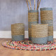 Seagrass &amp; Abu-Abu Raffia Set - 2 Vase &amp; 2 Bins