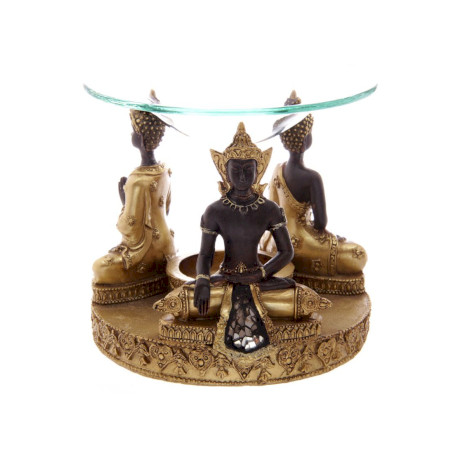 Gold & Brown Thai Buddha Oil & wax Burner With Glass Mosaic