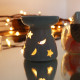 Lrg Classic White Oil Burner - Moon &amp; Star