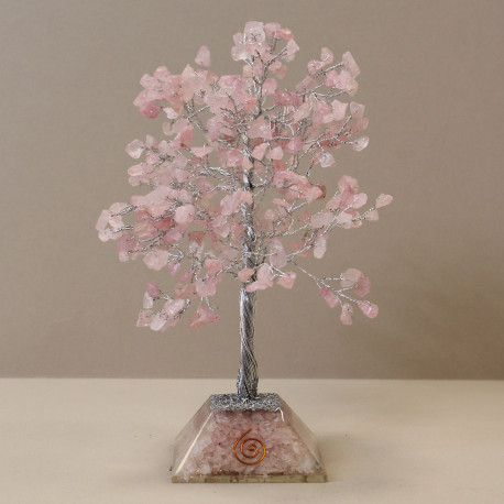 Gemstone Tree with Organite Base - 320 Stone - Rose Quartz