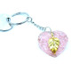 Orgonite Power Keyring - Rose Quartz Heearts Golden Leaf