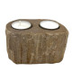 Petrified Wood Candle Holder - Double