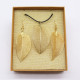 Necklace &amp; Earring Set - Bravery Leaf - Gold