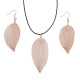 Necklace &amp; Earring Set - Bravery Leaf - Pink Gold