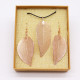 Necklace &amp; Earring Set - Bravery Leaf - Pink Gold