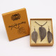 Necklace &amp; Earring Set - Bravery Leaf - Pewter