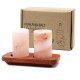 Set of 2 Himalayan Salt Shot Glasses &amp; Wood Serving Stand