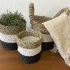 Seagrass Basket Set - Dark Grey / White / Natural