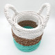 Seagrass Basket Set - Green / Natural / White