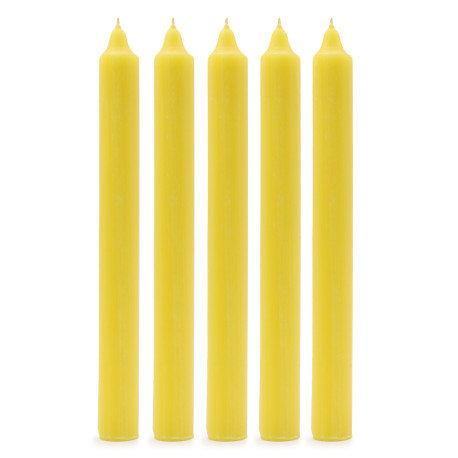 Solid Colour Dinner Candles - Rustic Lemon - Pack of 5