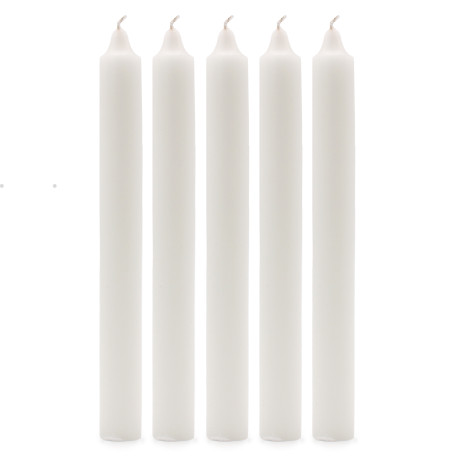 Solid Colour Dinner Candles - Rustic White - Pack of 5