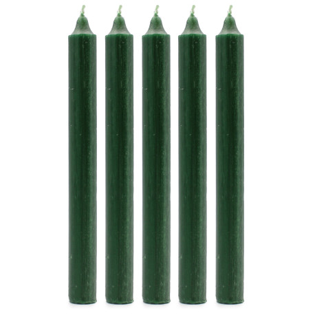 Solid Colour Dinner Candles - Rustic Holly Green - Pack of 5