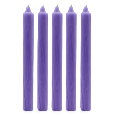 Solid Colour Dinner Candles - Rustic Lilac - Pack of 5