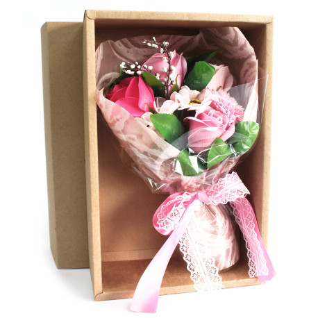 Boxed Hand Soap Flower Bouquet - Pink