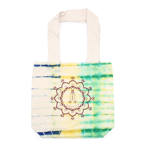 Tye-Dye Cotton Bag (6oz) - 38x42x12cm -  Namaste Hands - Multi - Natural Handle