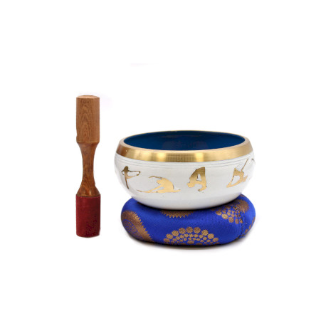 Lrg Yoga Moves Singing Bowl Set- White/Blue 14cm