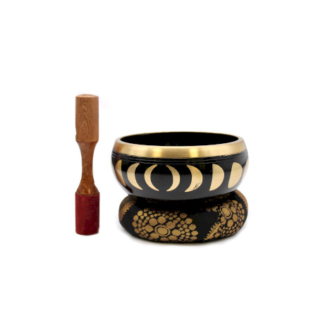 Lrg Moon Phase Singing Bowl Set- Black 14cm