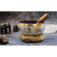 Lrg Yin &amp; Yang Singing Bowl Set- White/Purple 14cm