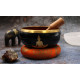 Lrg Buddha Singing Bowl Set- Black/Orange 14cm