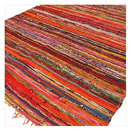 152 x 90cm Luxury Rag Rug - Orange