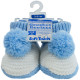 Blue Pom-Pom Crochet Bootees