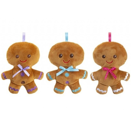 20cm Gingerbread Mini Plush with ribbon loop (4 assorted colours)