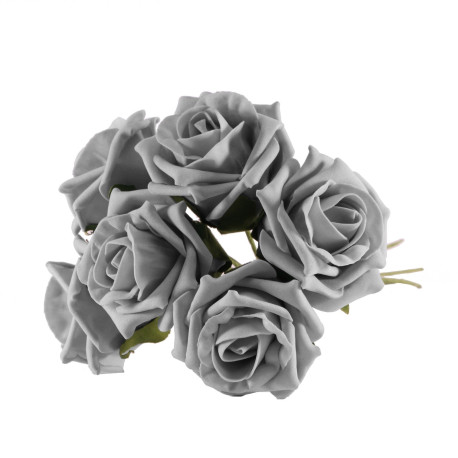 Bunch of 6 Grey Foam Tea Rose