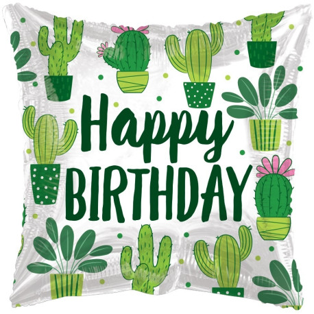 18\"" ECO ONE Balloon - Birthday Cactus"