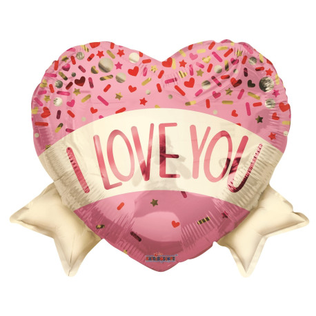 ECO Balloon- Heart Love you Banner & Sprinkles (18 Inch)