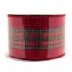 Red Velvet Ribbon With Tartan Centre  (2.5 Inch X 10m)