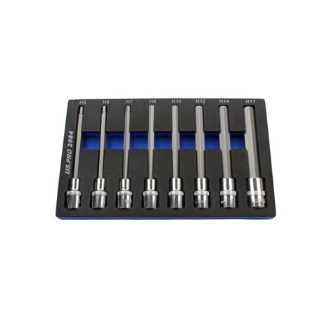 US Pro 8 Pc 1/2" Dr Long Hex Bit Socket set