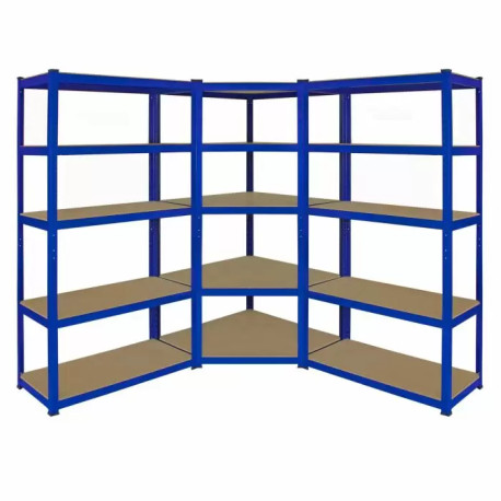 Monster Racking T-Rax Corner Shelving Unit & 2 x 90cm Garage Storage Bays, Blue