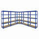 Monster Racking T-Rax Corner Shelving Unit &amp; 4x 90cm Garage Storage Bays, Blue