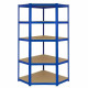 Monster Racking T-Rax Corner Shelving Unit &amp; 4x 90cm Garage Storage Bays, Blue