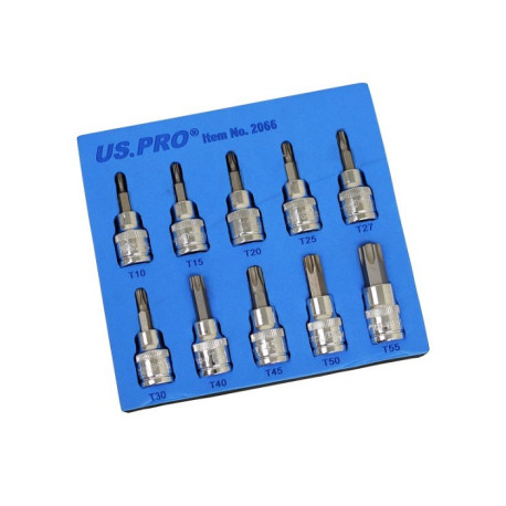 US PRO 10Pc 3/8" Drive 48mm Long S2 Torx Set