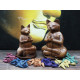 Wooden Carved Incense Burners - Med Yoga Cat