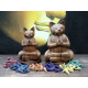 Wooden Carved Incense Burners - Med Yoga Cat